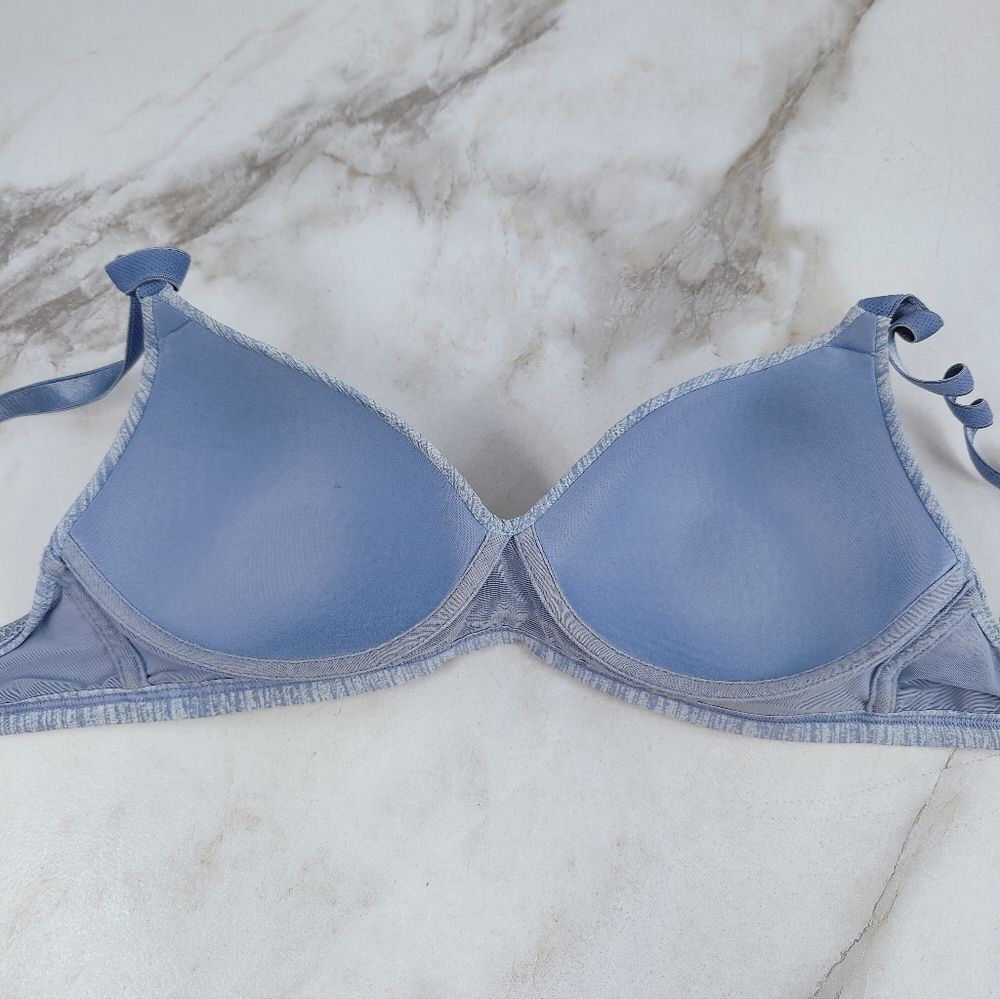 Hanes Oh So Light ComfortFlex Wire Free Bra Bralette, Denim Blue Heather, S - Picture 10 of 14